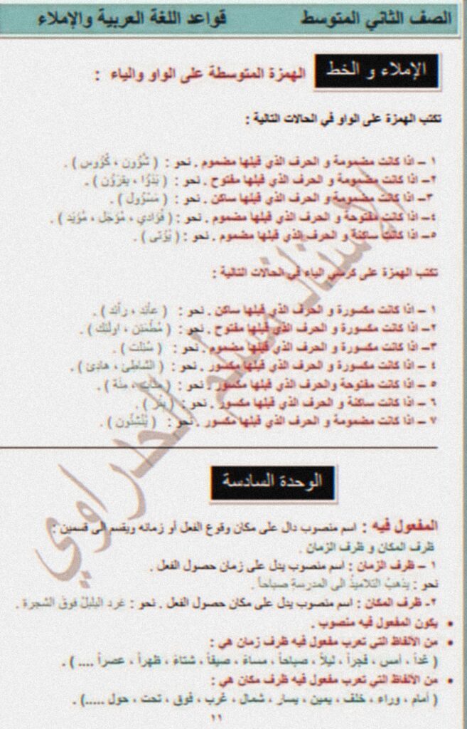 ملخص عربي للصف الثاني متوسط 2021 كامل الاستاذ العراقي