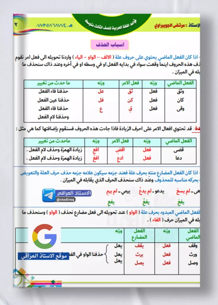 ملزمة مرتضى قاسم عربي ثالث متوسط