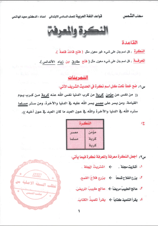 ملزمة قواعد مكتبة الشمس السادس الابتدائي 2024 PDF