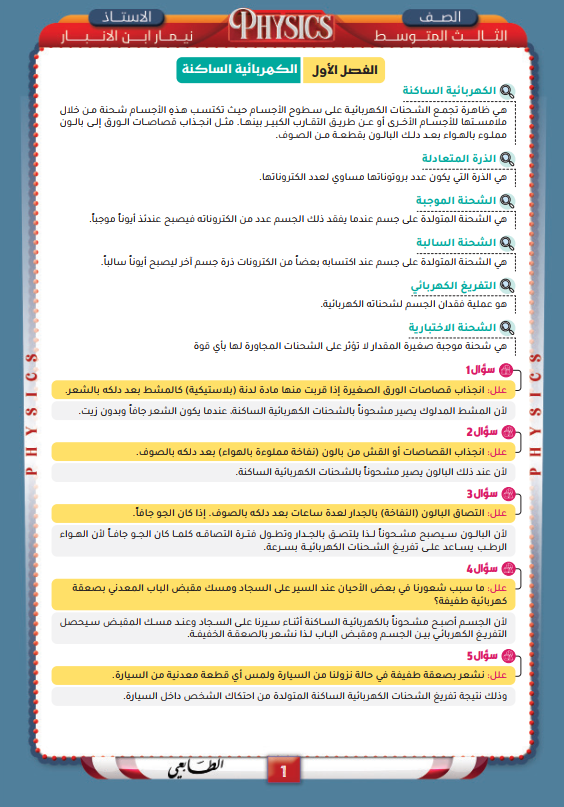 ملزمة مراجعة مركزة فيزياء نيمار ابن الانبار الثالث المتوسط 2025 PDF