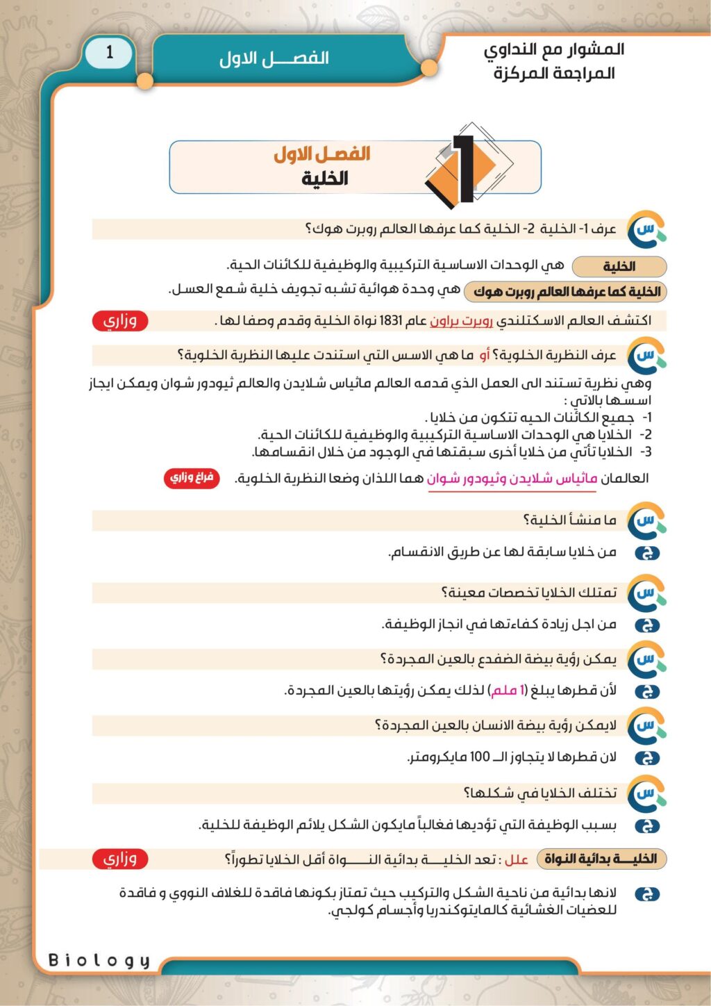 ملزمة مراجعة مركزة احياء قصي النداوي السادس العلمي 2026 PDF